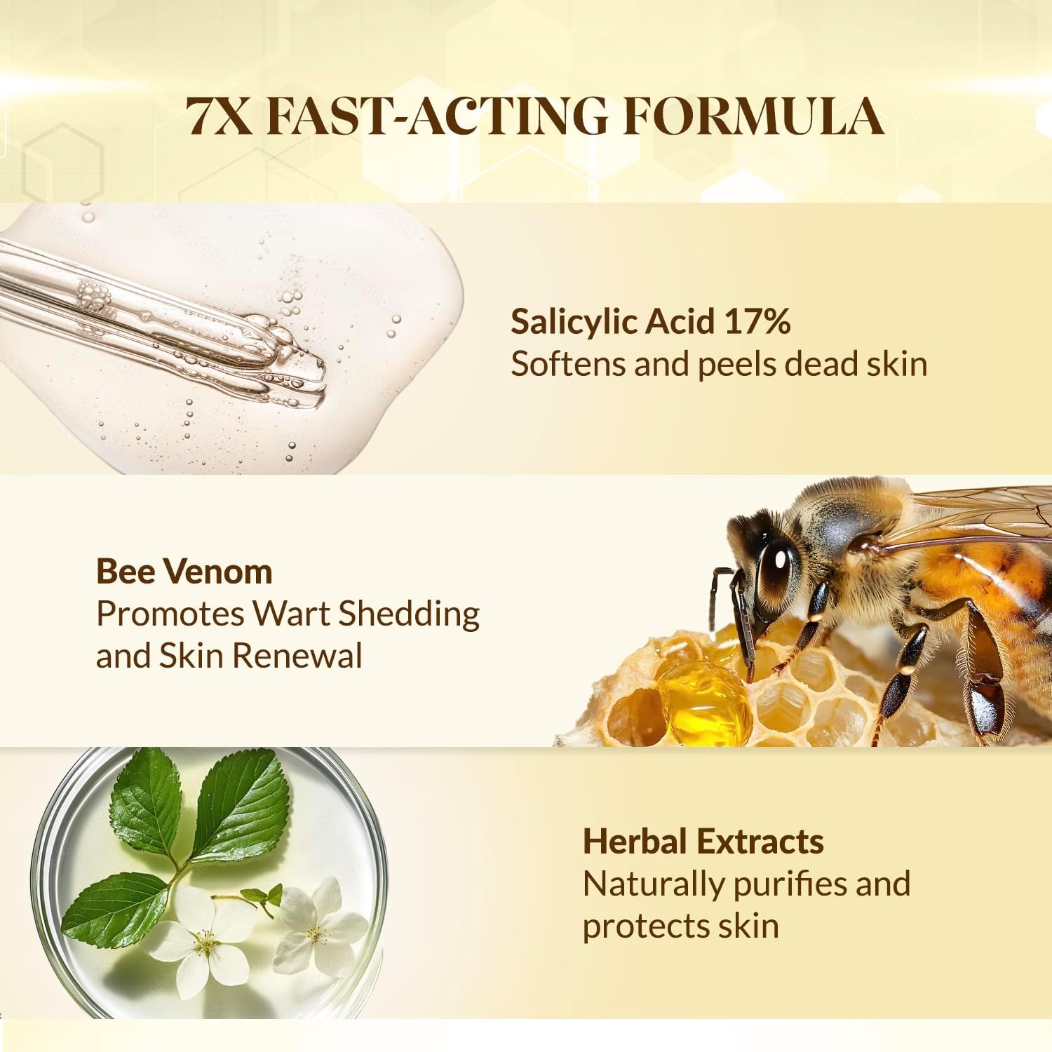 Bee Venom Wart Remover: Fast Acting Wart Remover Freeze Off for Plantar Common Flat Wart Corn Callus Removers for Toes Feet - Maximum Strength Salicylic Acid Wart Corn Callus Removers (1 FL OZ))